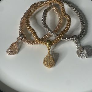 Triple Stack bracelets w/ Leaf Charms